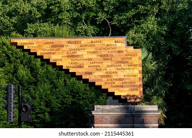 LONDON, UK - JULY 08, 2018:  Memorial To The 173 People Who Died In The Bethnal Green Tube Disaster During WW2 On 3rd March 1943