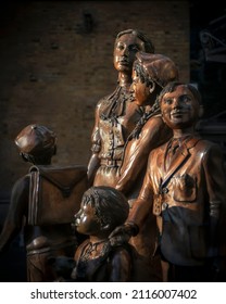 LONDON, UK - JULY 08, 2018:  The Kindertransport Statue Memorial By  Frank Meisler At Liverpool Street Station