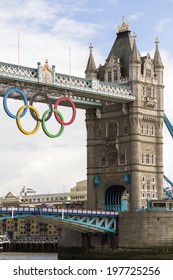 London, UK - July 1: The Famous Tower Bridge In London, Decorated For The 2012 Summer Olympics On July 1, 2012.