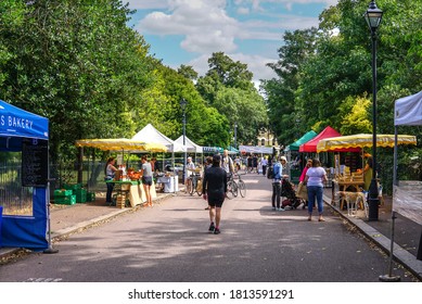 London / UK - July 12 2020: Victoria Park Sunday Farmer's And Food Market, East London