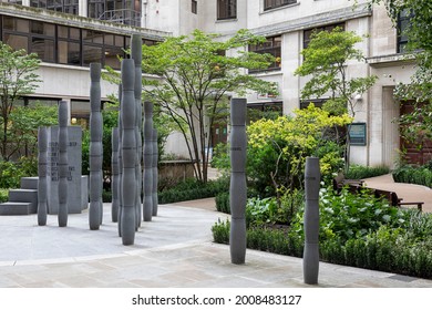 LONDON, UK - JULY 14, 2021:  Fen Court Garden In The City Of London