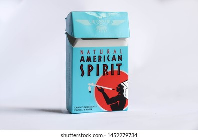 London, UK, July 15, 2019: Natural American Spirit Packet Of Cigarettes 