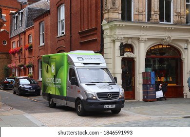 LONDON, UK - JULY 15, 2019: Ocado Grocery Delivery Mercedes Sprinter Van In London, UK. Ocado Is A British Online-only Supermarket.