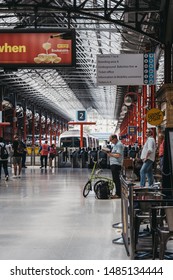 London, UK - July 18, 2019: People Inside Marylebone Station In London. The Station Was Opened In 1899 For Great Central Main Line, The Last Major Railway To Open In Britain In Over 100 Years