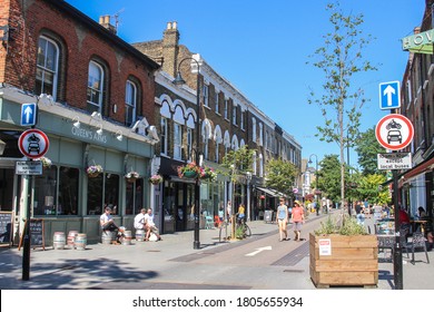 London / UK - July 18 2020: Walthamstow Village High Street, Orford Road, North East London