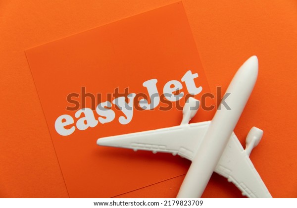 LONDON, UK - July 2022: Easy Jet\
airline company logo. Easy Jet are a British low cost\
airline
