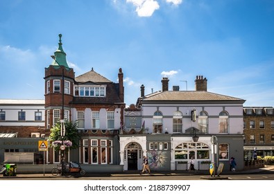 London, UK, July 2022, View Of The Dog And Fox, A Pub And Hotel In Wimbledon Village High Street