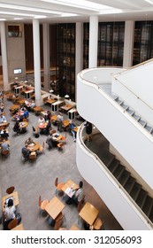 LONDON, UK - JULY 24, 2015 - Interior Of British Library, The National Library Of UK, Designed By Colin Wilson.