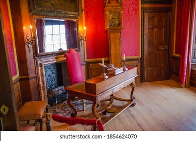 London, UK - July 29, 2019:  Interior Of Living Room In Hampton Court 18th Century. 