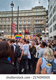 LONDON, UK - July 2th 2022: People Celebrating At A Gay Pride In London