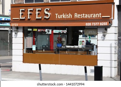 LONDON, UK - JULY 6, 2016: Efes Turkish Restaurant In London. According To Tripadvisor There Are At Least 20,700 Restaurants In London.