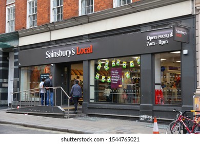 LONDON, UK - JULY 6, 2016: Sainsbury's Local Grocery Store In London, UK. Retail Sales Generate 5 Percent Of UK GDP, Amounting To 339 Billion GBP Annually.