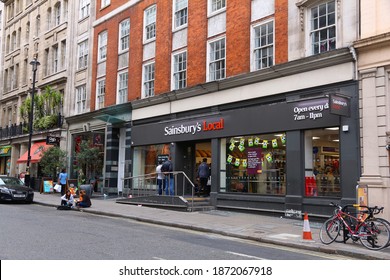 LONDON, UK - JULY 6, 2016: Sainsbury's Local Grocery Store In London, UK. Retail Sales Generate 5 Percent Of UK GDP, Amounting To 339 Billion GBP Annually.