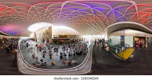 London, UK - July 8, 2022: 360 Photo Inside Kings Cross Train Station