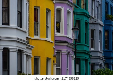 London, UK - Jun 09 2022: Colorful Houses Of Notting Hill, Most Beautiful Streets Of London Wallpaper 