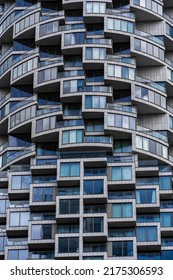 London, UK - Jun 10 2022: Abstract Close Up View Of An Interesting, Unique Residential Building In Canary Wharf, London