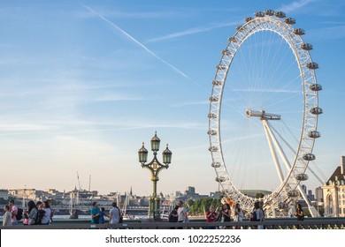 LONDON, UK - JUN14, 2017: People Travel To Visit London Eye, UK