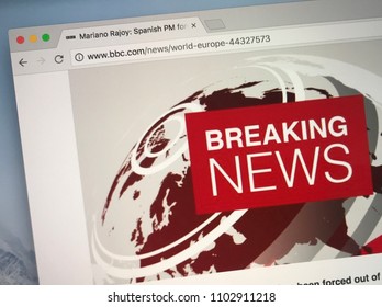 London, U.K. - June 1, 2018: Website of BBC News reporting a breaking news item.