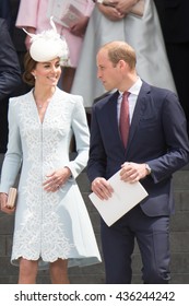 LONDON, UK - JUNE 10: Princess Kate Middleton, Prince William And Harry Are Seen On The Steps Of St Pauls On The June 10, 2016 In London, UK