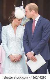 LONDON, UK - JUNE 10: Princess Kate Middleton, Prince William And Harry Are Seen On The Steps Of St Pauls On The June 10, 2016 In London, UK