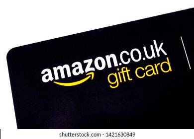 London, UK - June 11th 2019: An Amazon gift card pictured on a white background.