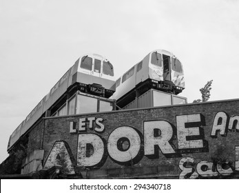 LONDON, UK - JUNE 12, 2015: Village Underground Music Venue In Shoreditch In Black And White