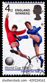 London, UK, June 13 2010 - Great Britain Vintage England World Cup Winners 1966 Football Stamp