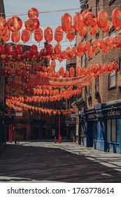 London, UK - June 13, 2020: View Of An Empty Street In Chinatown, A Typically Busy Area Of London Famous For Its Eateries And Events And Home To A Large East Asian Community.