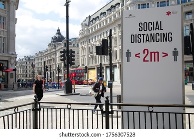 London, UK. June 14th 2020. Social Distance 2 Metre Signs In Central London.