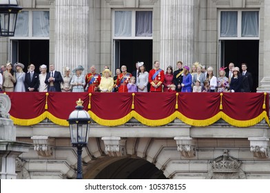 LONDON, UK - JUNE 16: The Royal Family Appears On Buckingham Palace Balcony During Trooping The Colour Ceremony, On June 16, 2012 In London.