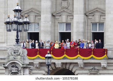 LONDON, UK - JUNE 16: The Royal Family Appears On Buckingham Palace Balcony During Trooping The Colour Ceremony, On June 16, 2012 In London.