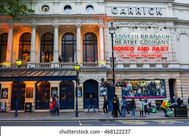 London, UK - June 18, 2016: Garrick Theatre With Unidentified People. It Is A West End Theatre, Opened 1889.