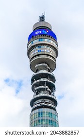 London, UK - June 2018: BT Tower; British Telecom Communication Tower Located In Fitzrovia Neighbourhood In Downtown Central London