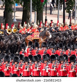 London UK, June 2022. Military drum horse taking part in the Trooping the Colour military parade at Horse Guards, Westminster, to mark the Queen's Platinum Jubilee.