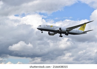 London, UK - June 2022: Royal Brunei Plane Landing At Heathrow