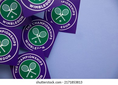 LONDON, UK - June 2022: Wimbledon Lawn Tennis Sports Championships Logo