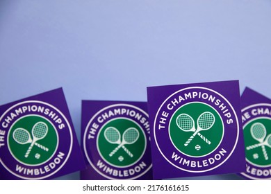 LONDON, UK - June 2022: Wimbledon Lawn Tennis Sports Championships Logo