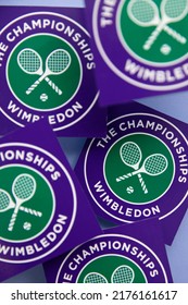 LONDON, UK - June 2022: Wimbledon Lawn Tennis Sports Championships Logo