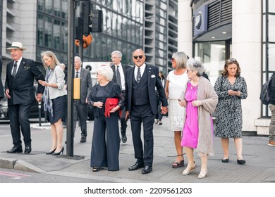 London, UK - June 22, 2022: People Walking On The City Of London Street. Busy Business Life Of The City. People Rush At Work  Street Photography