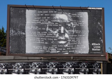 London, UK - June 24th 2020: A Huge Billboard Poster Promoting The Black Lives Matter Movement In East London, UK. 