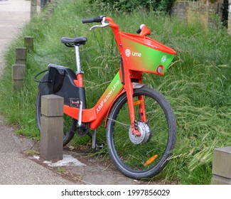 London, UK - June 27, 2021: Electric Hire Bicycle