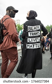 London, UK - June 27th 2020: Black Trans Lives Matter Protest Coincide With Date Of Cancelled London Pride, As Well As The Anniversary Of Shukri Abdi's Death. People Brought Flowers And Marched.