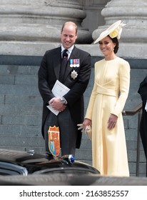 LONDON, UK. June 3, 2022: The Duke of Cambridge and  The Duchess of Cambridge leaving the National Service of Thanksgiving to celebrate the Platinum Jubilee, St Paul's Cathedral.
Pic: Paul Smith