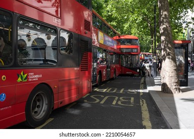 London, UK - June 8 2022: A Line Of London Buses