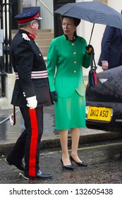 LONDON, UK - MAR 18: Princess Anne Leaves The Royal Society In London On The MAR 18, 2013 In London, UK