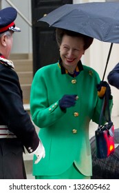 LONDON, UK - MAR 18: Princess Anne Leaves The Royal Society In London On The MAR 18, 2013 In London, UK