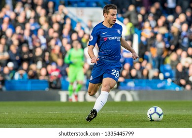 London, UK - March 10 2019: César Azpilicueta Of Chelsea During The Match Of Premier League Between Chelsea - Wolverhampton Wanderers, Stamford Bridge Stadium.