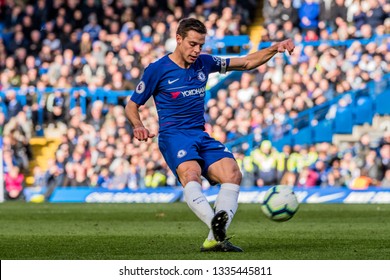 London, UK - March 10 2019: César Azpilicueta Of Chelsea During The Match Of Premier League Between Chelsea - Wolverhampton Wanderers, Stamford Bridge Stadium.