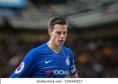 London, UK - March 10 2019: César Azpilicueta Of Chelsea During The Match Of Premier League Between Chelsea - Wolverhampton Wanderers, Stamford Bridge Stadium.