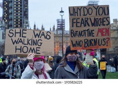 London, Uk, March 14 2021, Thousands of people gathered to protest against the police brutality on the day before during the vigil for Sarah Everard. 